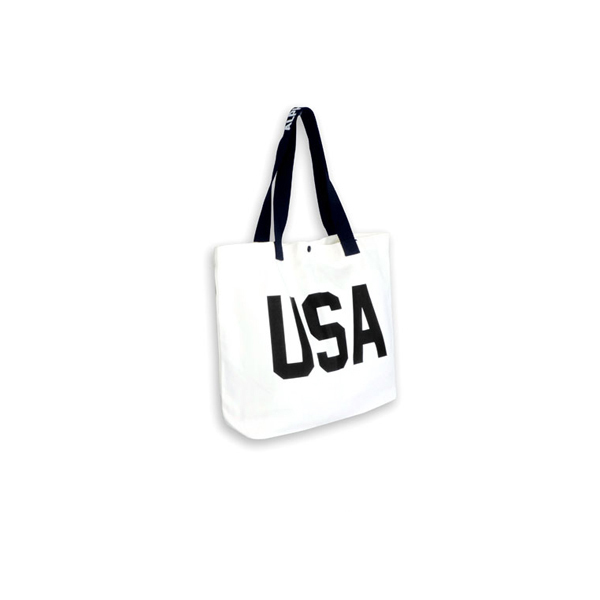 厚磅帆布托特袋∣美式字母系列 白色長把USA∣ALPHABETHOME