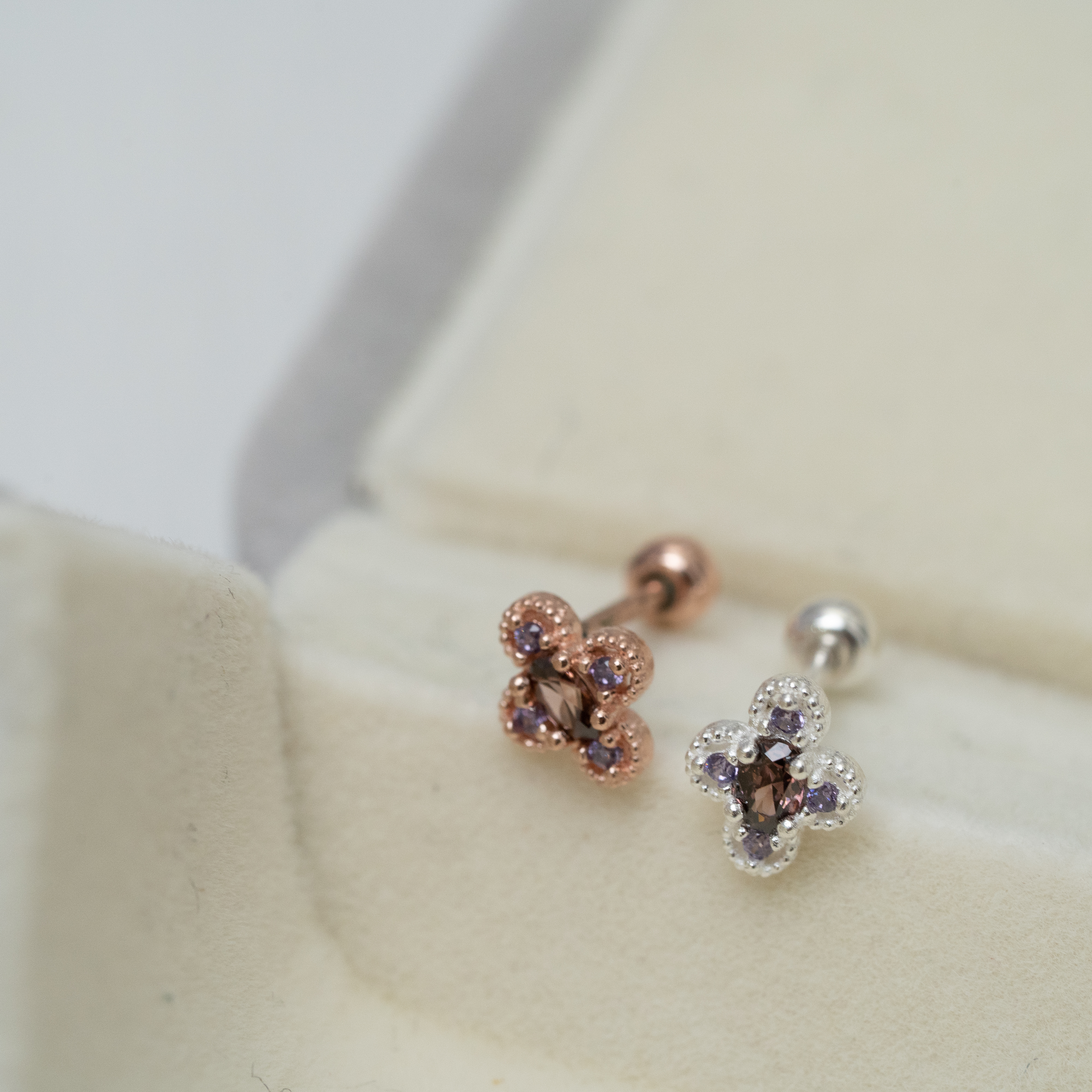 十字架型水晶鎖珠耳環