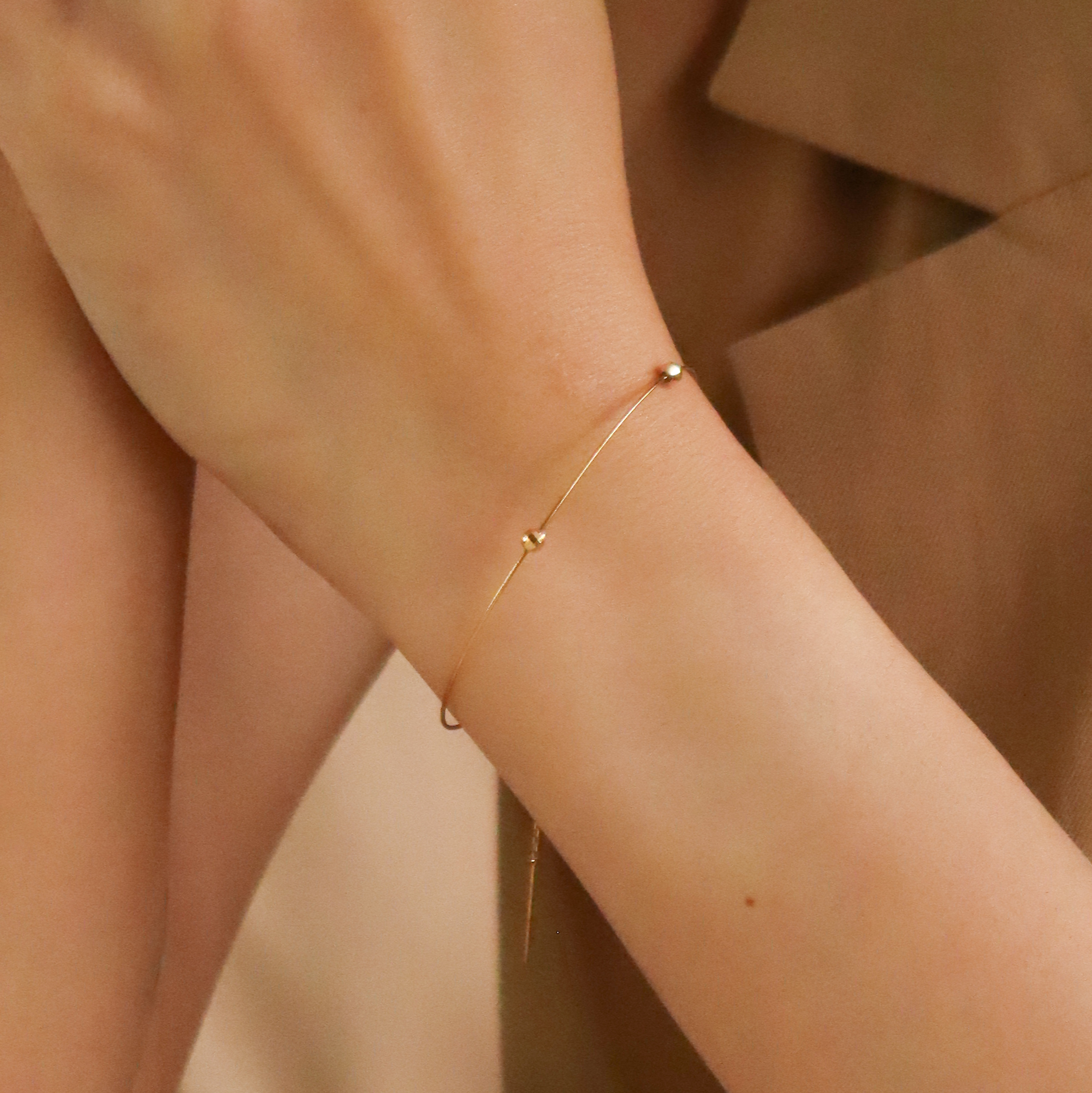 18K/日本設計款系列-雙珠簡約彈性手環