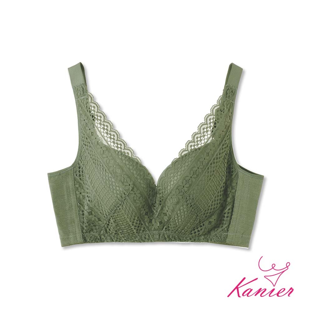 【Kanier卡妮兒】奢華胸懷．隱形拉提側片 機能型鋼圈內衣 【1312 綠 - D / E / F / G / H 罩杯】