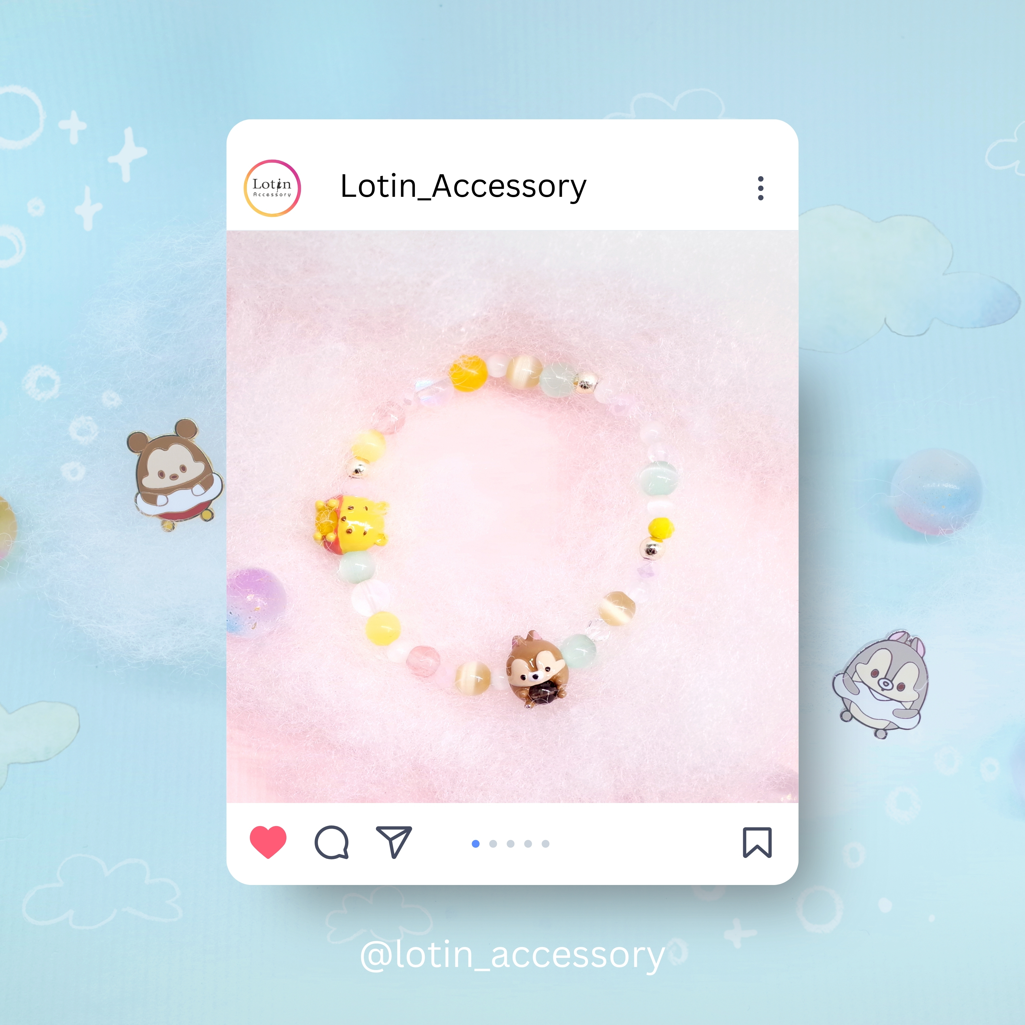 水晶抱抱串珠手鍊[奇奇&維尼]