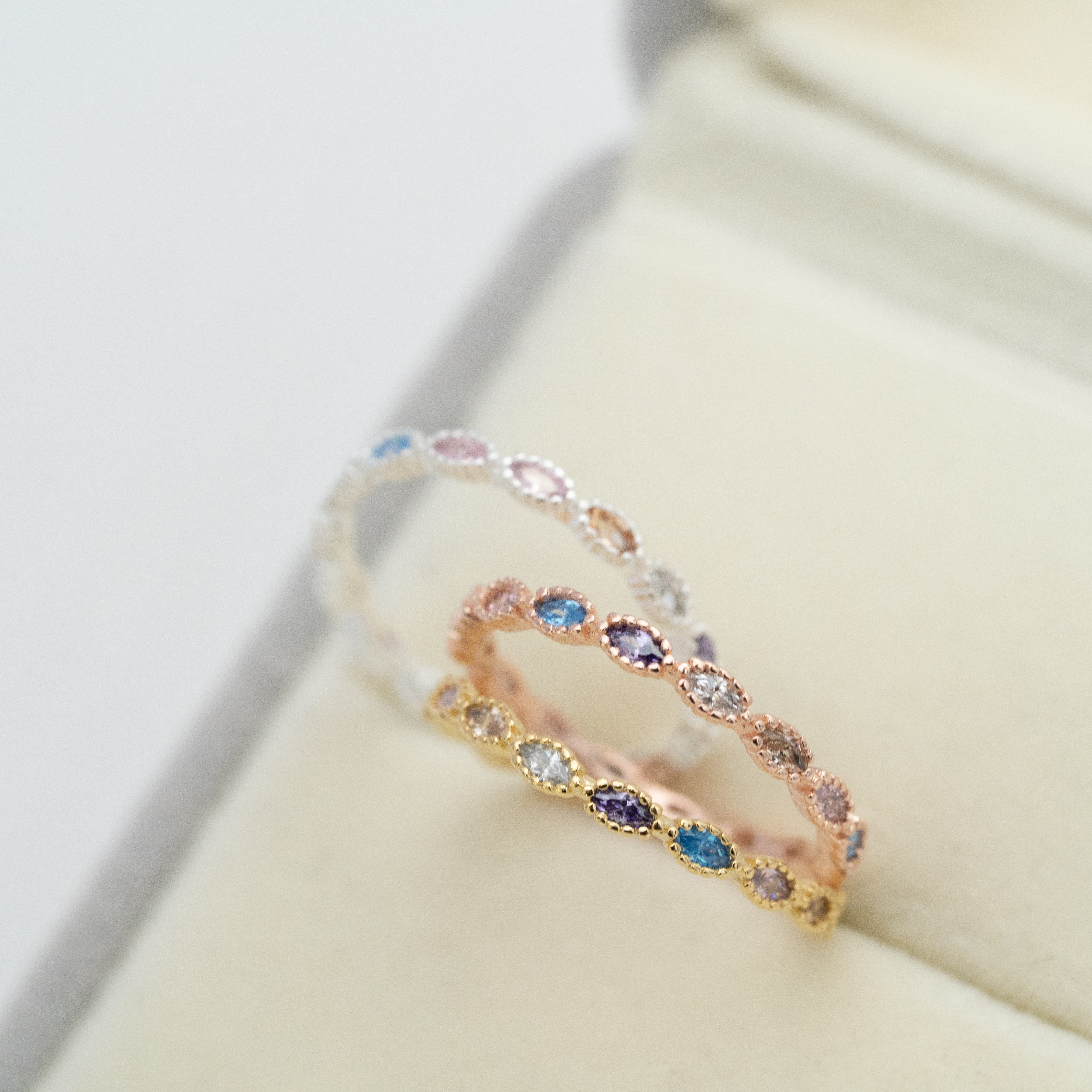 欖型彩石戒指 svr19