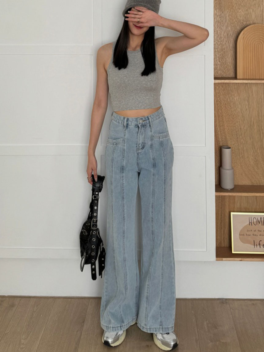 中線厚磅牛仔落地褲*2色