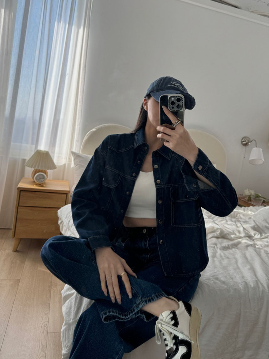 微短版牛仔襯衫*2色