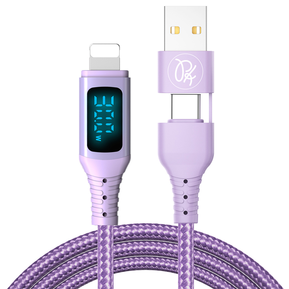 PICKOGEN 皮克全 二合一 Type-C/USB-A TO Lightning PD充電線傳輸線 VAW數顯 神速 1.2M