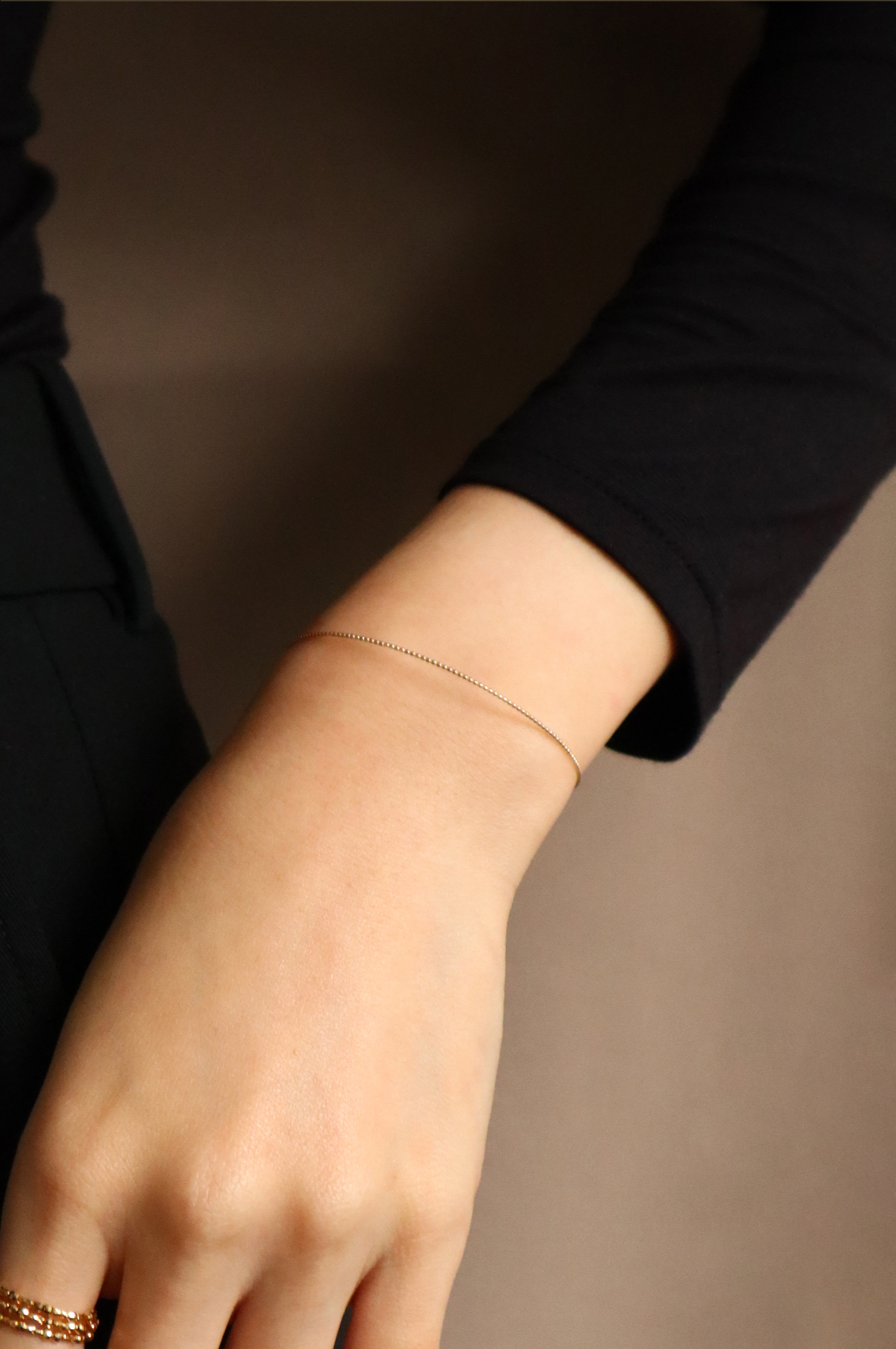 18K/日本設計款系列-極細彈性圓珠手環