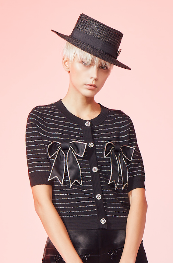 BD10225D1 J LOVE黑條紋蝴結小外套(附蝴蝶結別針*1)