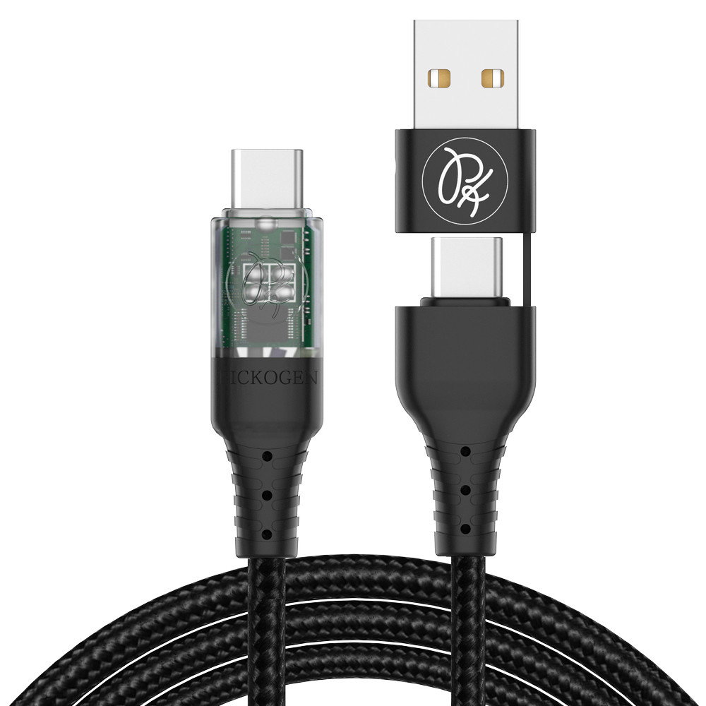 PICKOGEN 皮克全 二合一 雙Type-C/USB-A TO Type-C PD充電線傳輸線 智能斷電  閃速 1.2M