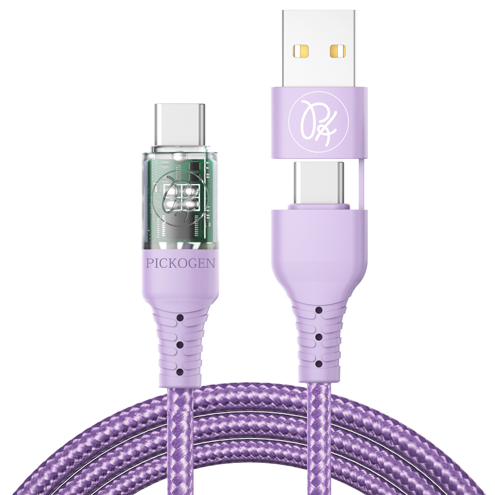 PICKOGEN 皮克全 二合一 雙Type-C/USB-A TO Type-C PD充電線傳輸線 智能斷電  閃速 1.8M
