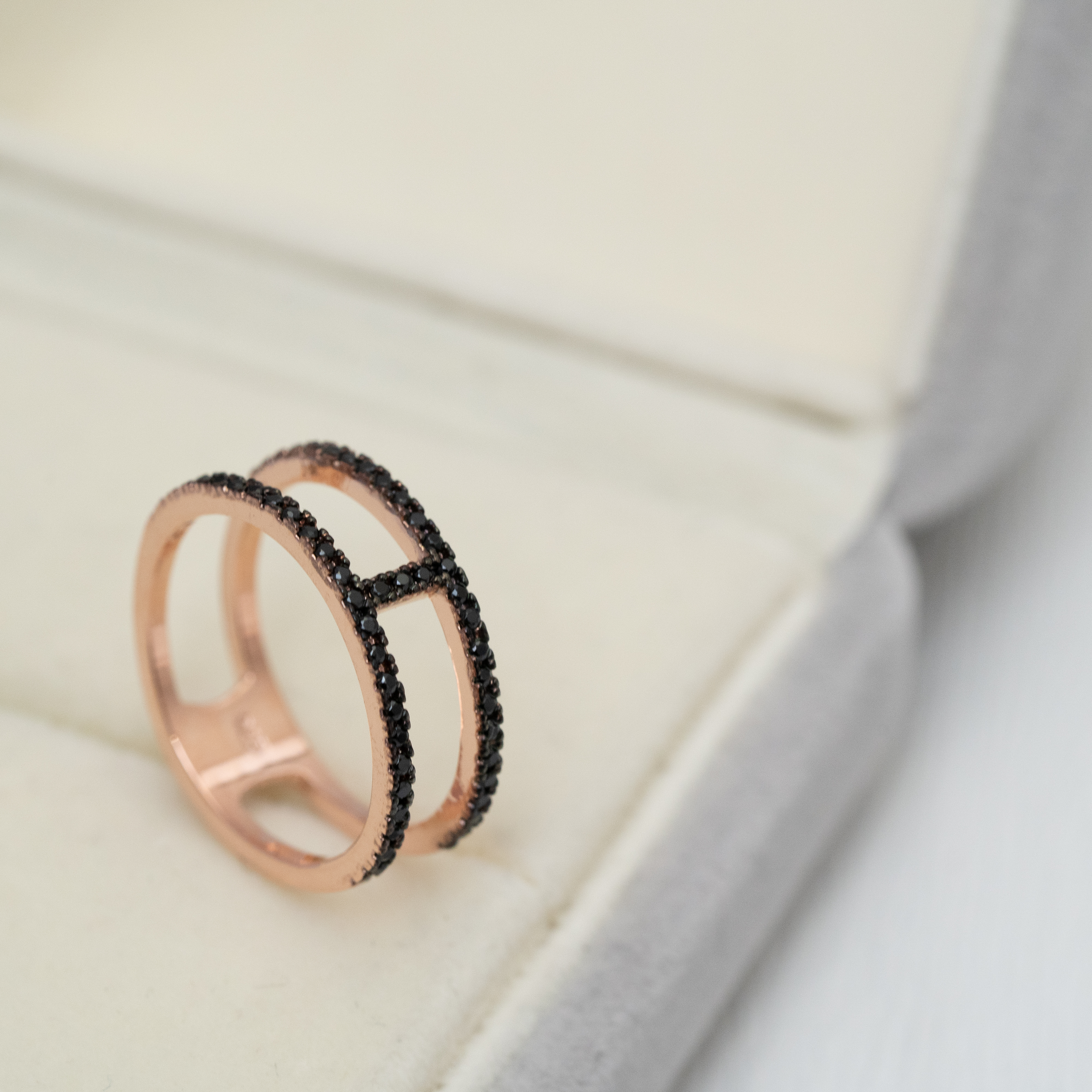 H黑底電鍍黑閃石戒指 svr38