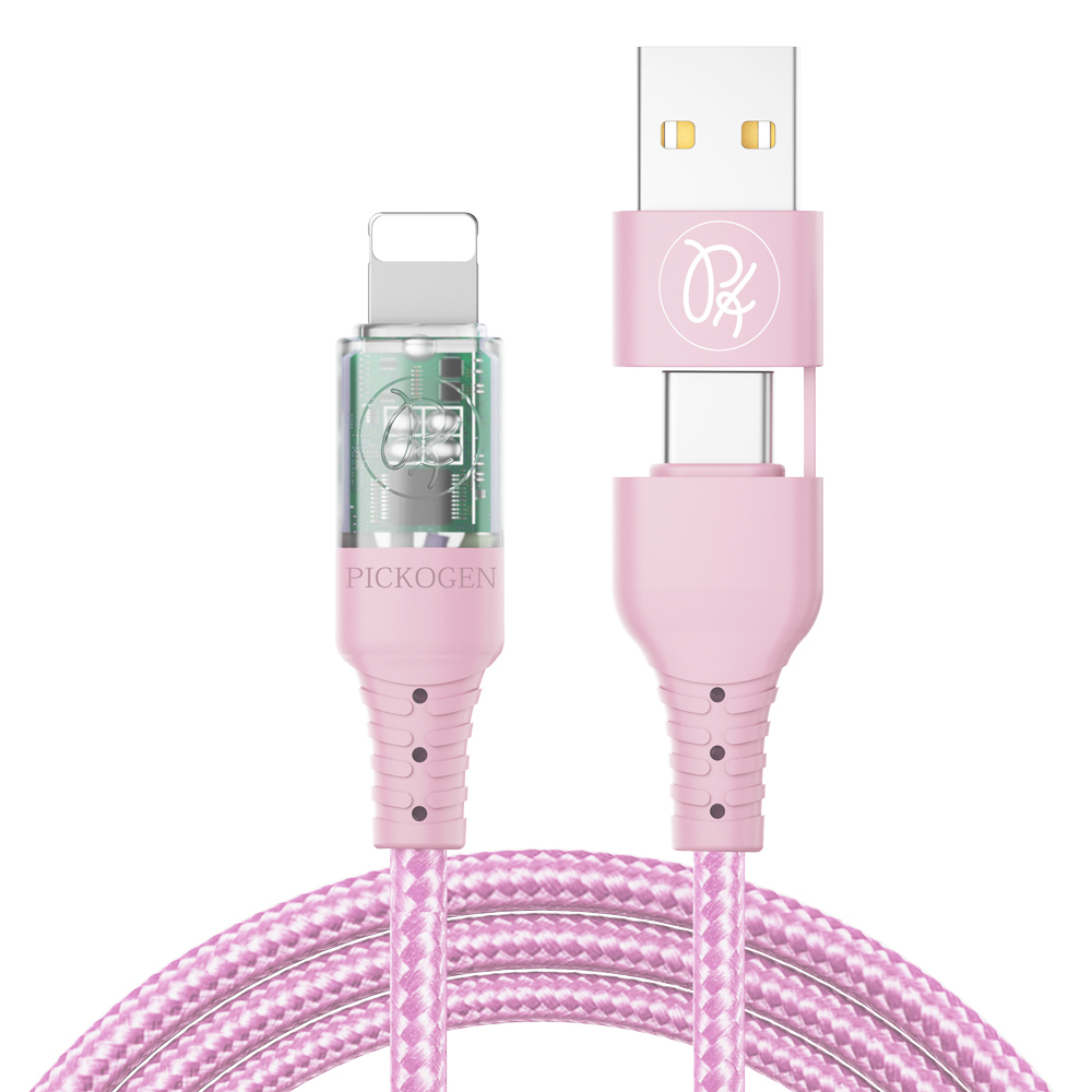 PICKOGEN 皮克全 二合一 Type-C/USB-A TO Lightning PD充電線傳輸線 智能斷電  閃速 1.2M