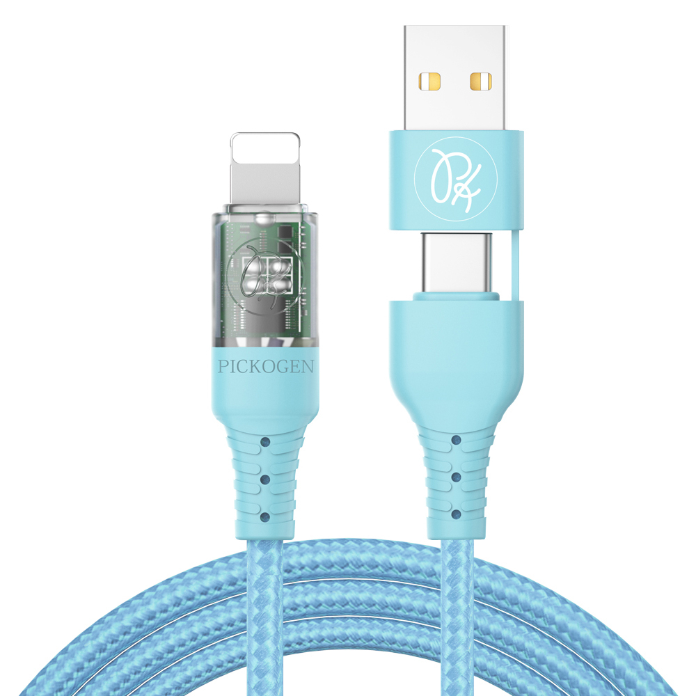 PICKOGEN 皮克全 二合一 Type-C/USB-A TO Lightning PD充電線傳輸線 智能斷電  閃速 1.8M