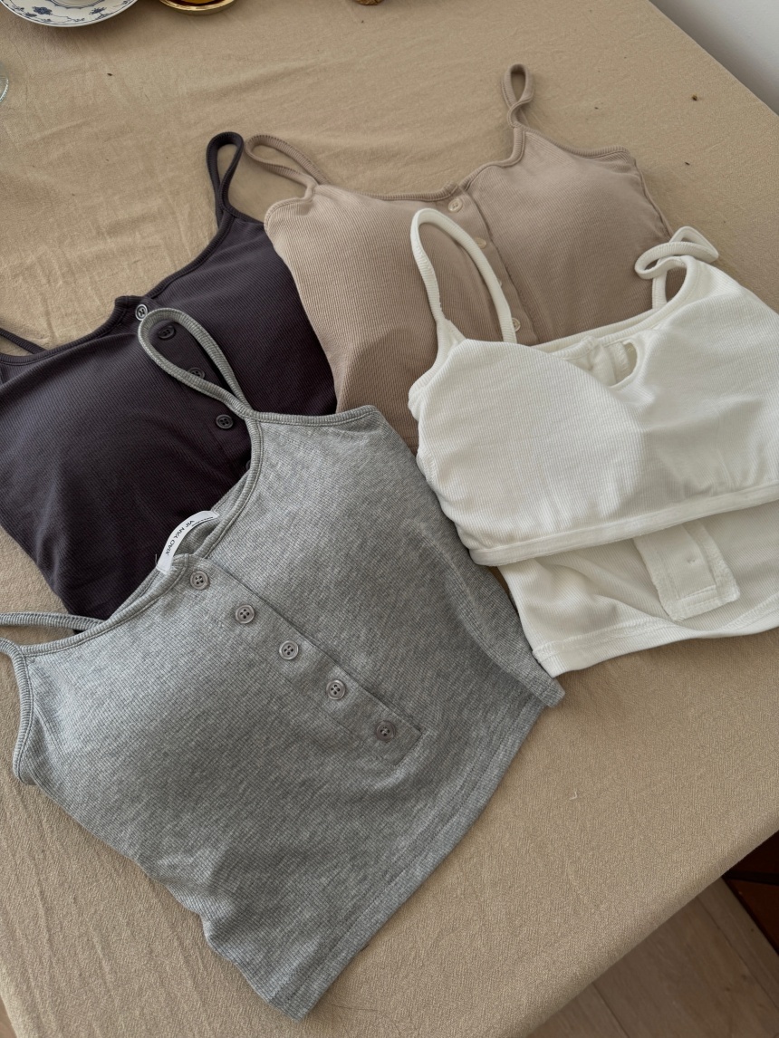 細肩釦子短版背心bar top*5色