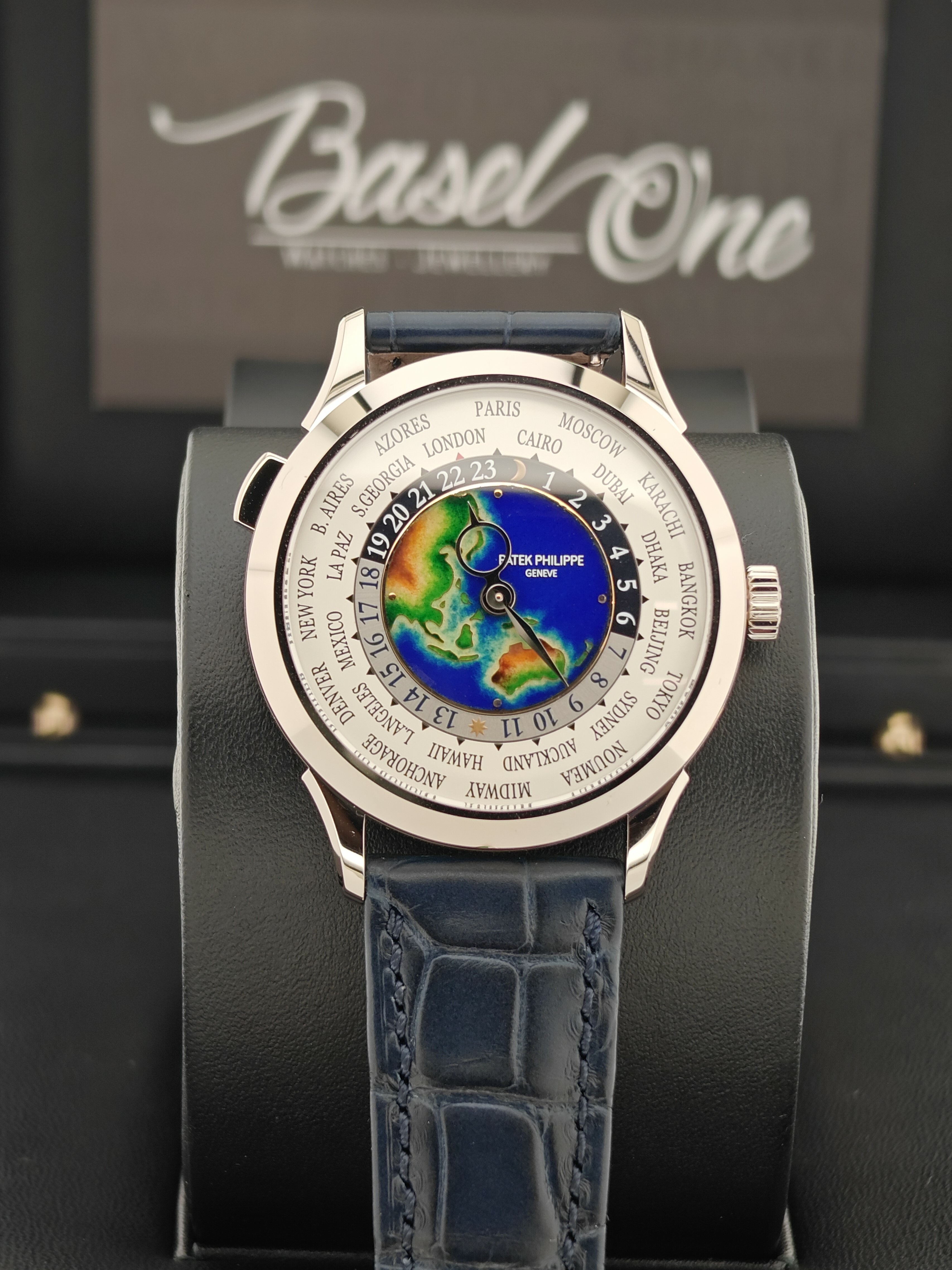 BRAND NEW 5231G 5231 PATEK PHILIPPE GRAND FEU CLOISONNE ENAMEL DIAL COMPLICATIONS  WORLD TIME RAREHANDCRAFTS WHITE GOLD 38 MM