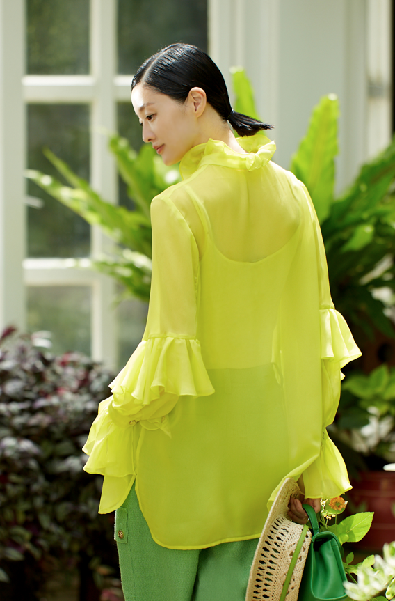 BD10016A1 光之森林荷葉袖領巾襯衫 (2色)