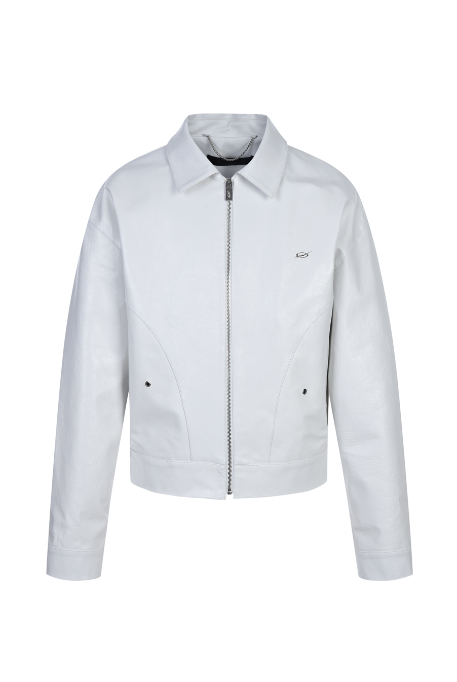 寬厚皮夾克 - 白