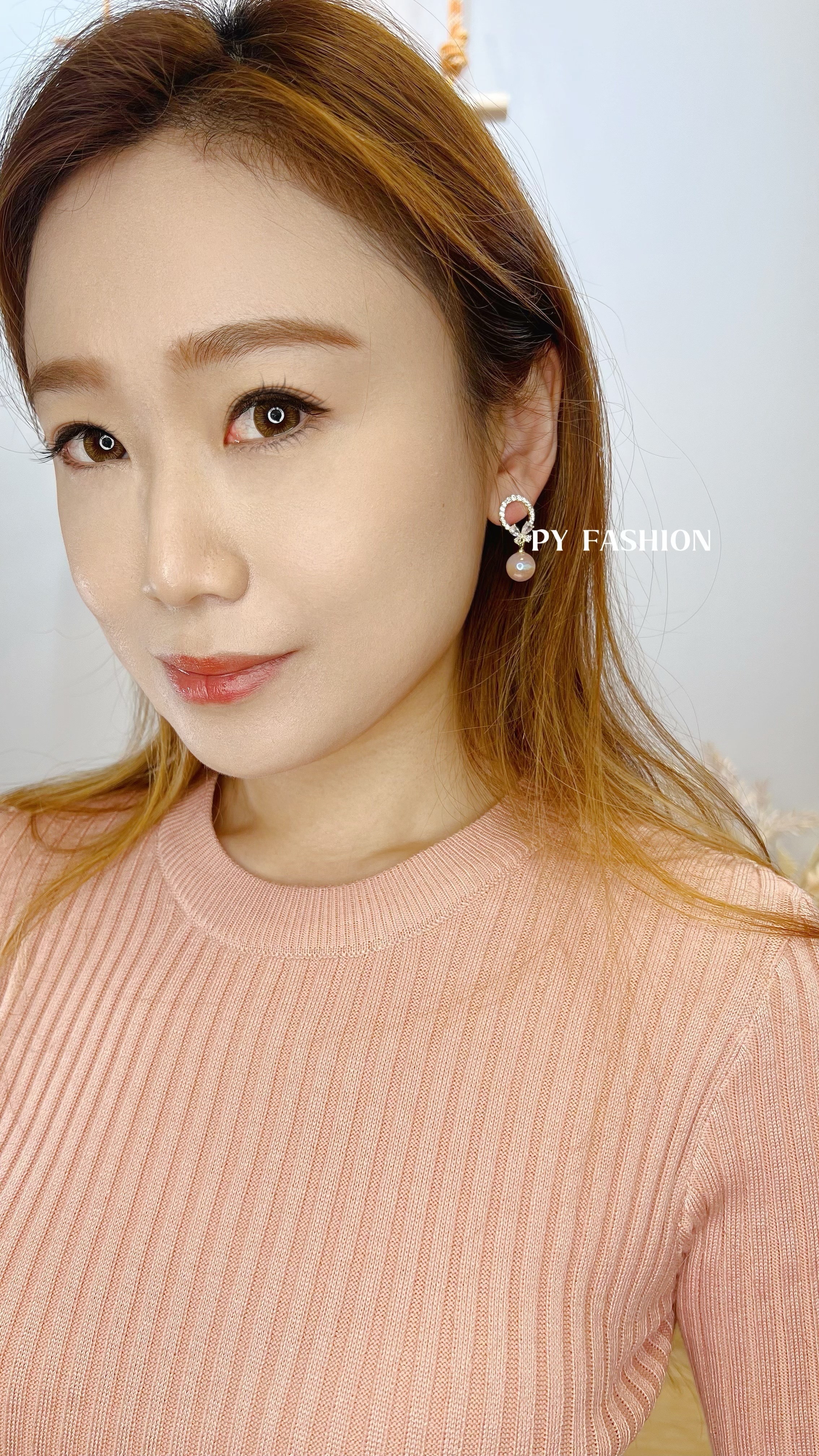 PY0208 BLING BLING BUTTERFLY MERMAID PEARL EAR RING