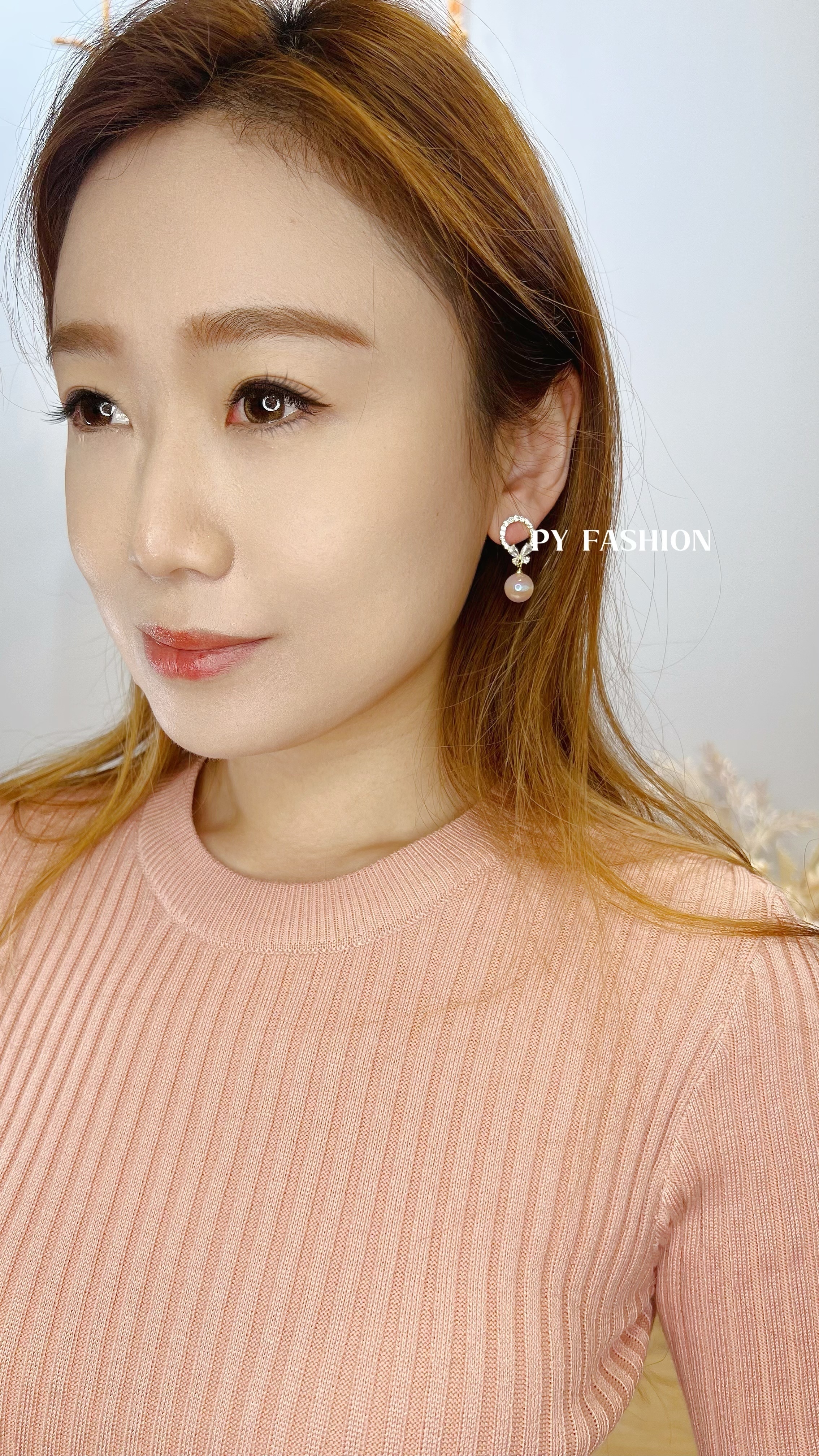 PY0208 BLING BLING BUTTERFLY MERMAID PEARL EAR RING