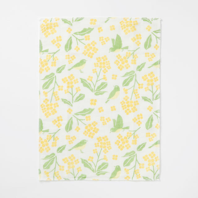 中川政七-蚊帳織方巾 / 花與綠繡眼