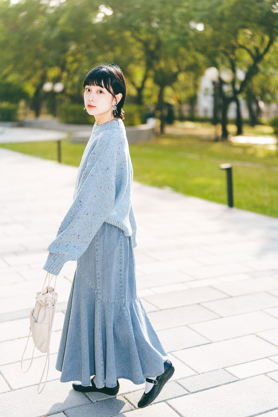 小漫冬曲！美人魚牛仔裙(兩色-水洗藍)