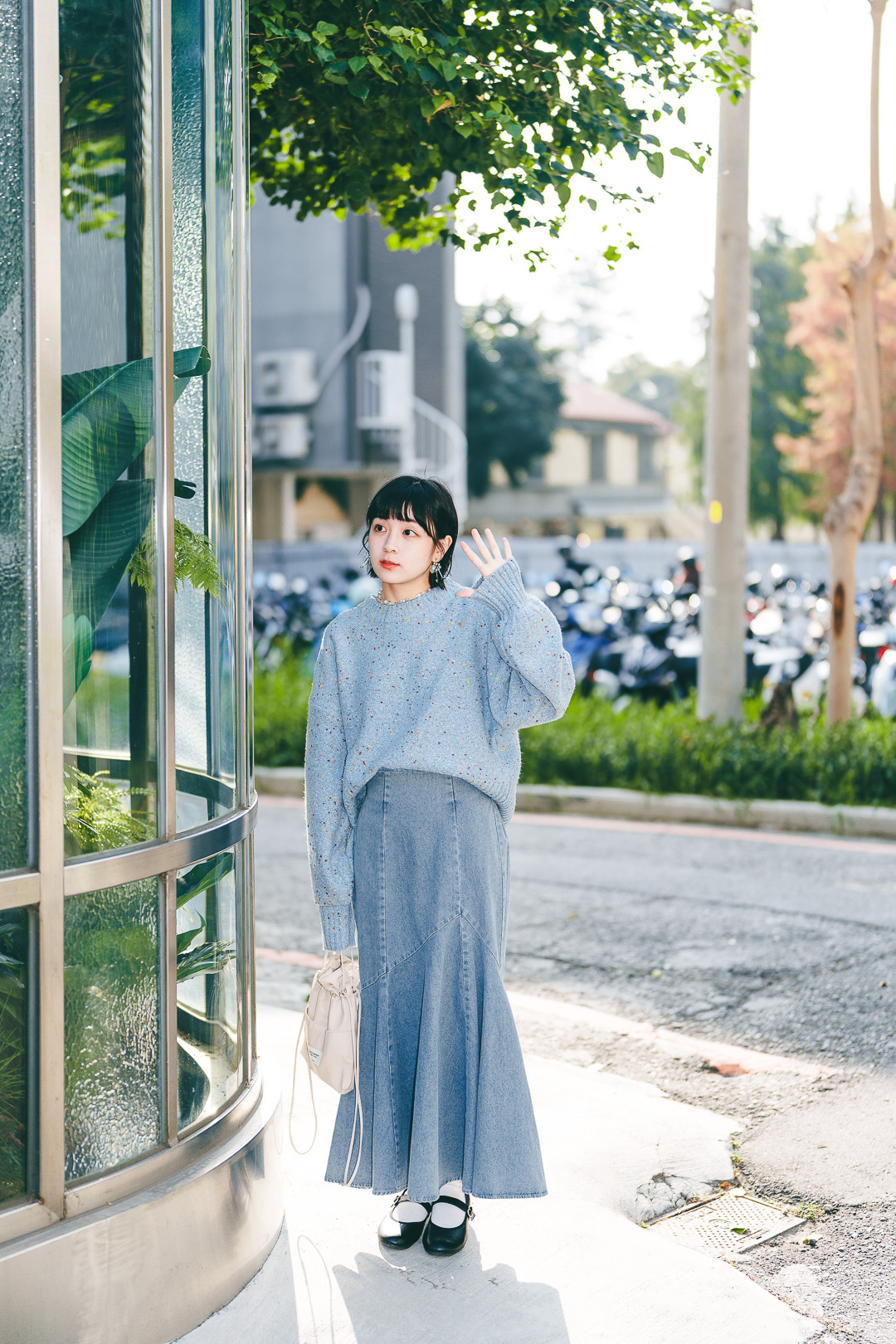 小漫冬曲！美人魚牛仔裙(兩色-水洗藍)