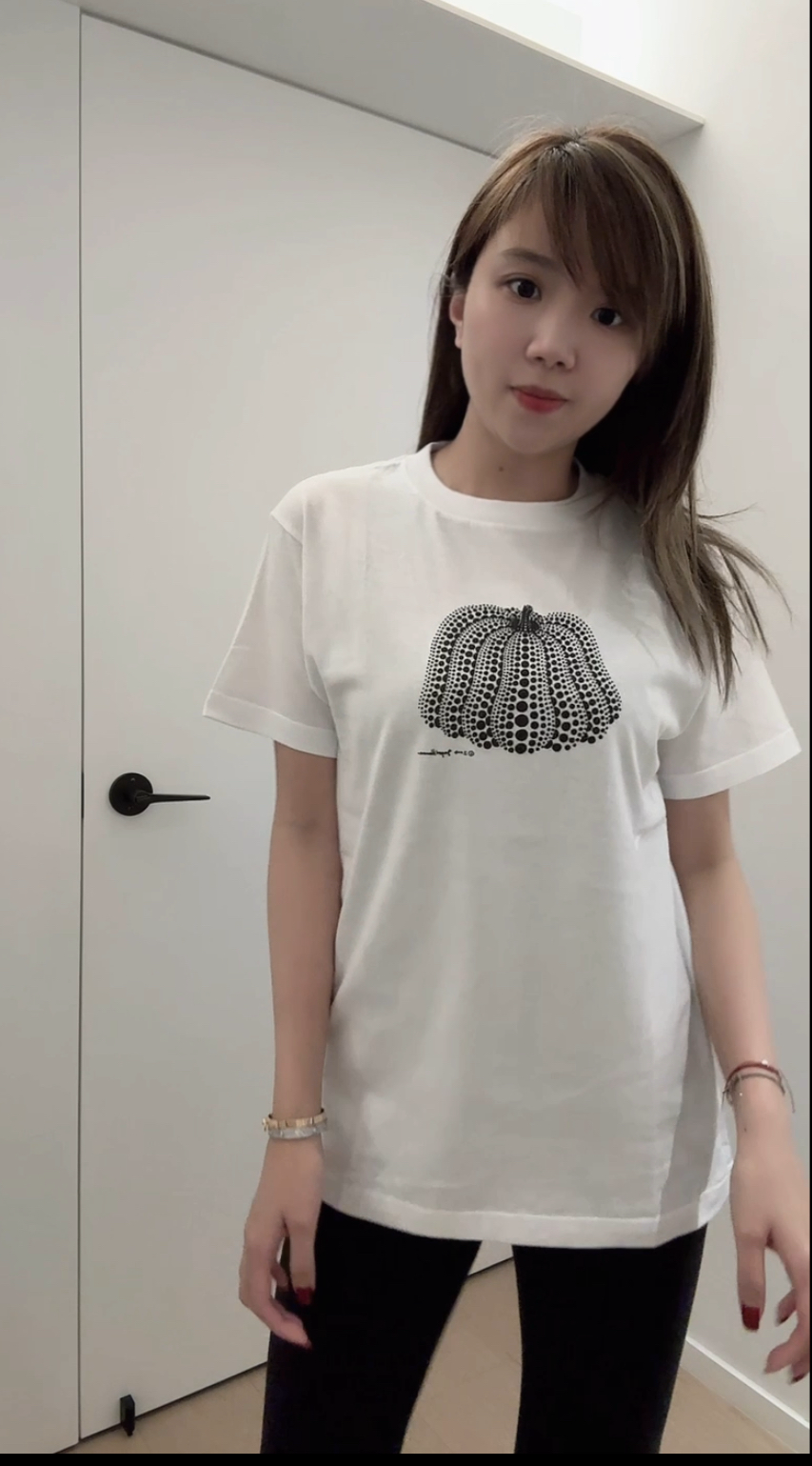 草間彌生 黑色大南瓜白色TEE -M