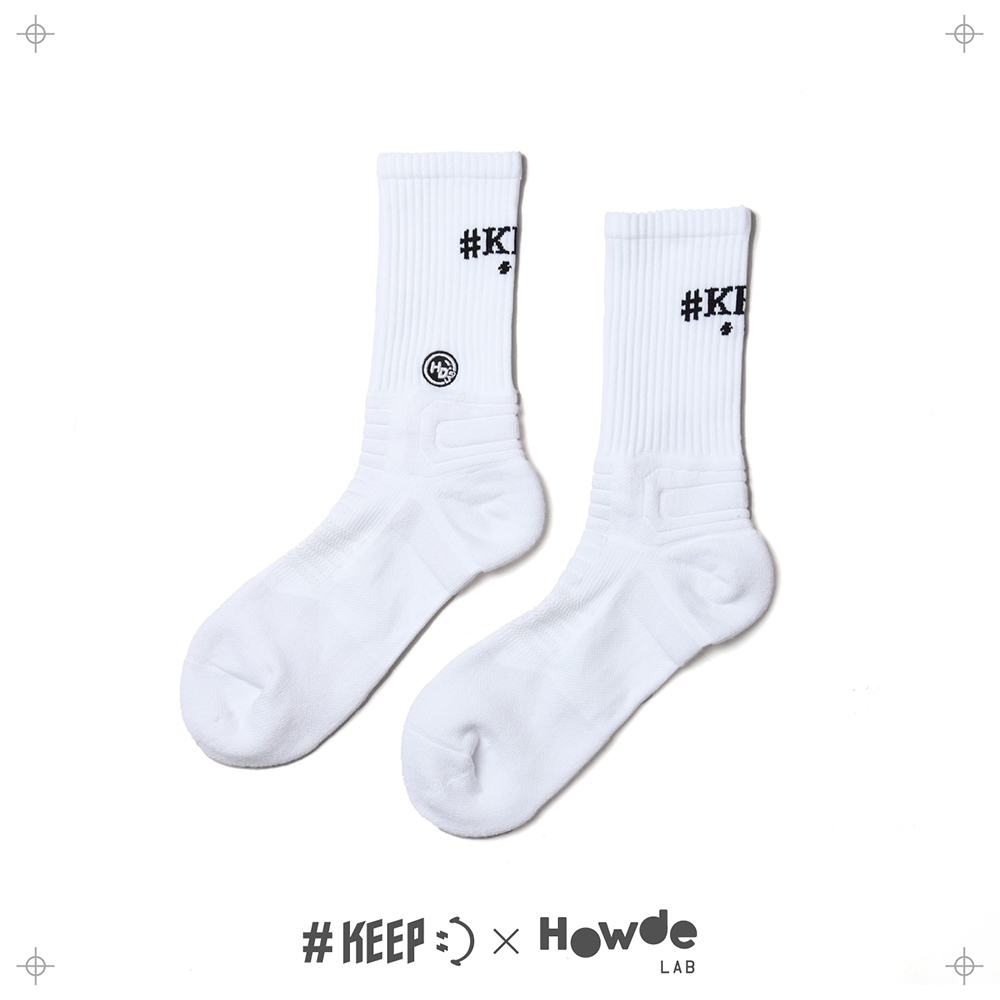 #KEEP X HOWDE LAB SOCKS 白色 厚底 緩震 運動 長襪 籃球襪【24SS01-WH】【24SS02-WH】