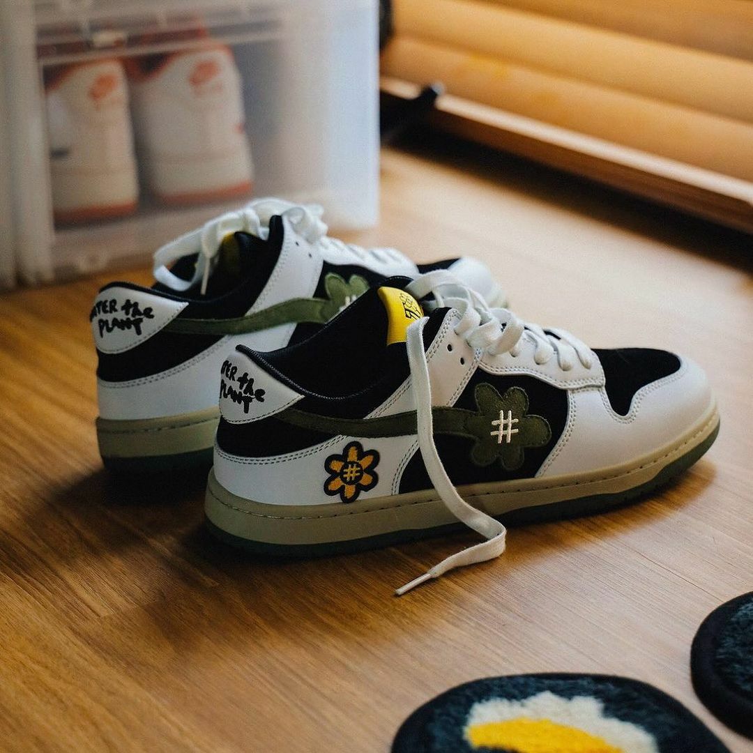 WATER THE PLANT Wtp “White Truffle” Kicks Olive Green 日本限定 橄欖綠 倒鉤 刺繡 花花 小花鞋