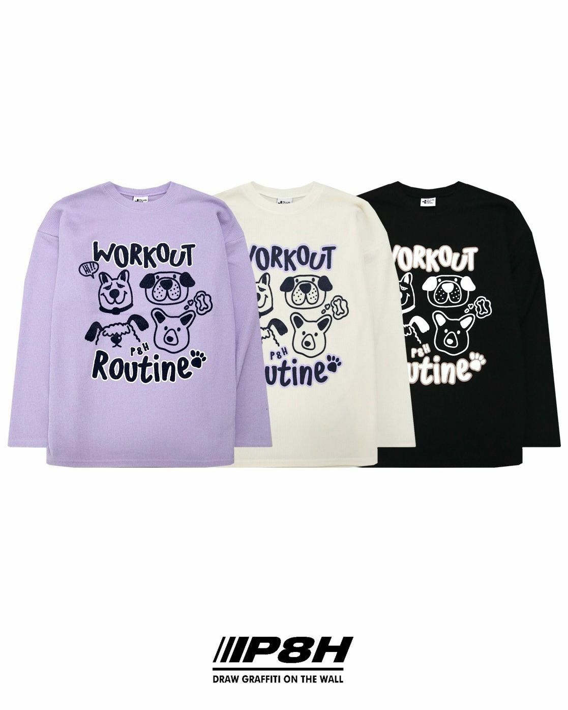 圓領英文字狗仔圖案針織衫 PLUS82HIYA-066T