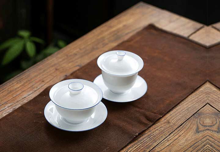 鹿港窯禮品館|薄胎玉白瓷三件蓋碗