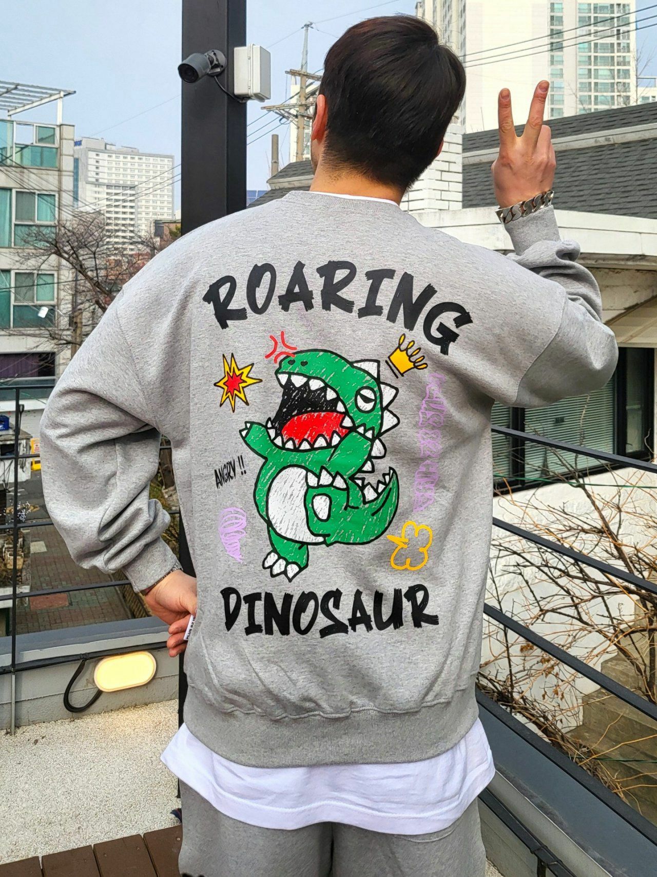 恐龍圖案英文字衛衣 PLUS82HIYA-069T
