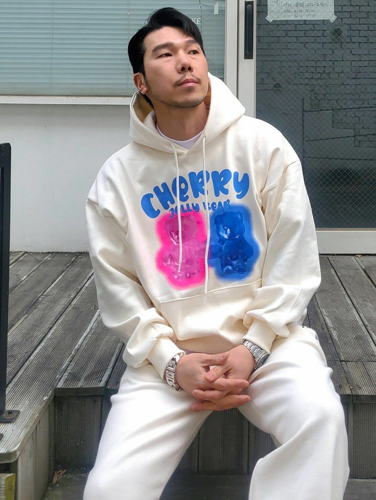 熊仔英文字連帽衛衣 PLUS82HIYA-073T