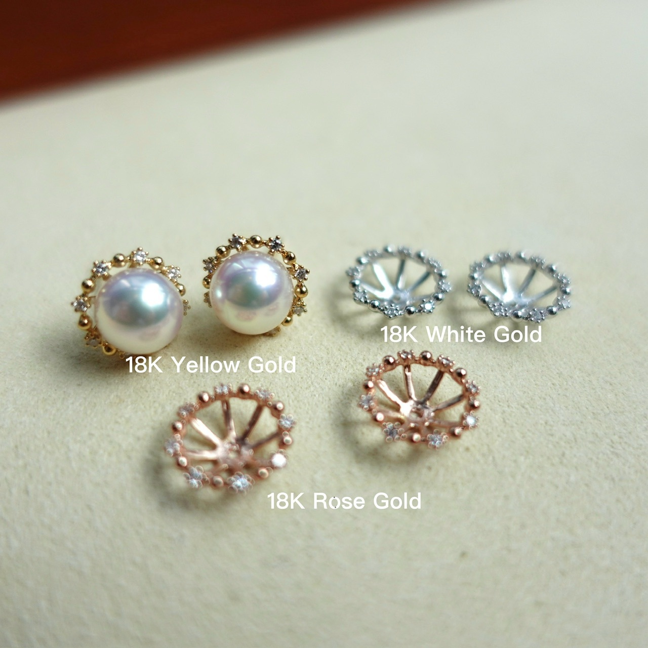 甜甜圈 - 18K金鑽石耳套 (適合6-8.5mm珍珠)