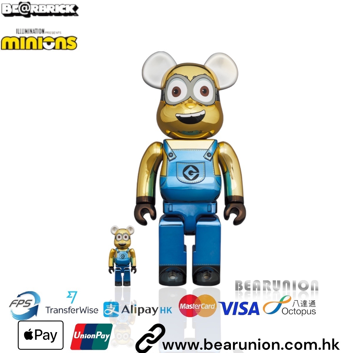 🥇現貨🥇Bearbrick 400% 100% Dave CHROME