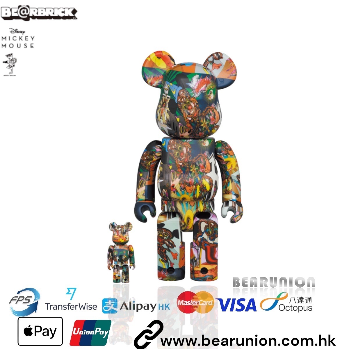 BE@RBRICK 田名網敬一 MICKEY MOUSE 400% 100%