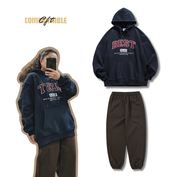 日系拼布字母連帽TEE