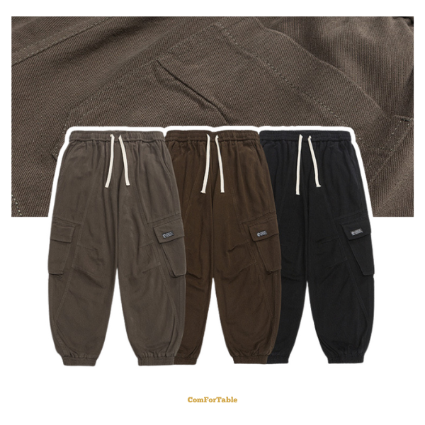 休閒工裝斜口袋縮口褲