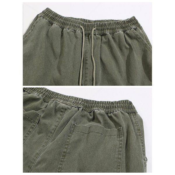 水洗工裝束口直筒長褲