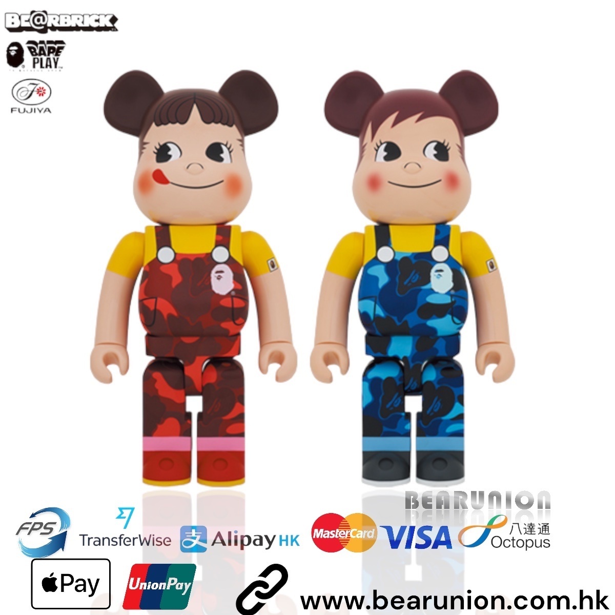 🥇現貨🥇 Bearbrick 1000% Bape Camo Peko set of 2