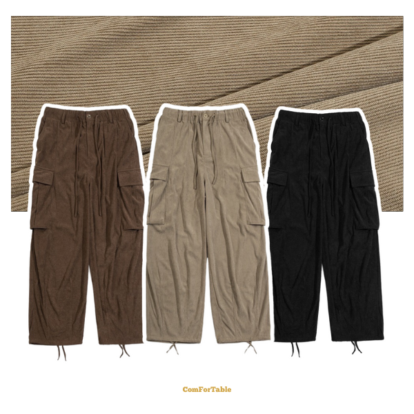 口袋直筒燈芯絨長褲