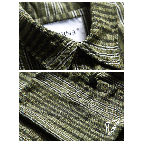 日系條紋大口袋襯衫外套