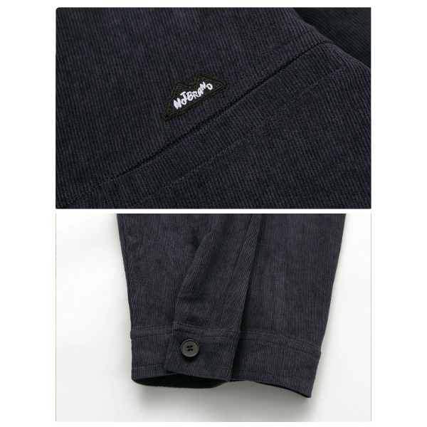 燈芯絨側插袋拼接襯衫