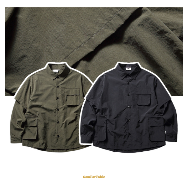 日系工裝假兩件襯衫