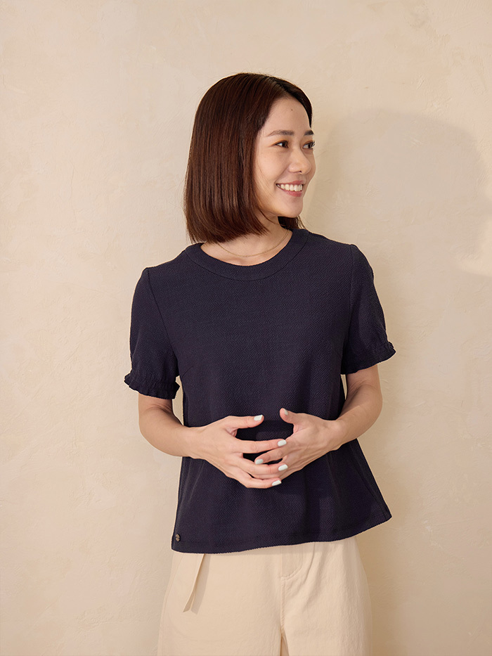 圓領花擺短袖-涼風