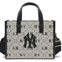 [S] MLB BIG DIAMOND MONOGRAM JACQUARD SMALL TOTE NEW YORK YANKEES BLACK, 3AORS013N-50BKS (SMLB333)