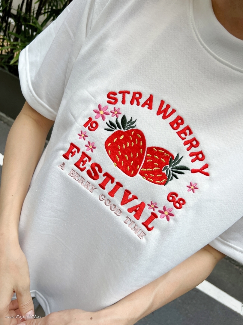 泰國細緻香甜草莓刺繡T