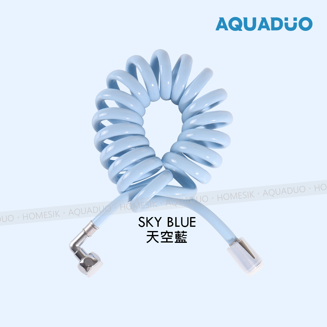 AQUADUO 彈簧式防纏結沐浴花灑水喉 水管 (3米)-天空藍 SP-3M-SKY