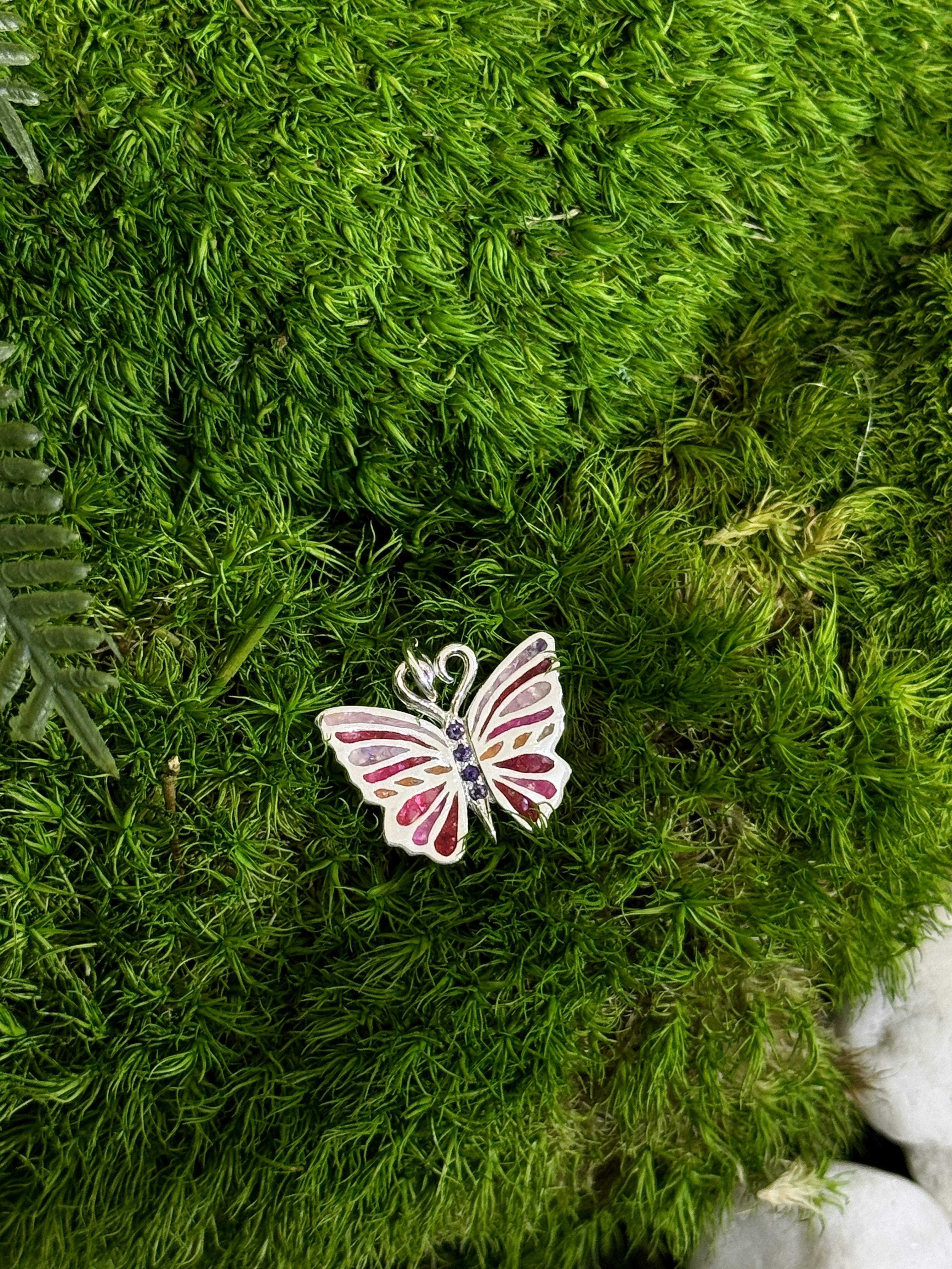Rainbow butterfly with Amethyst 4 peace pendant