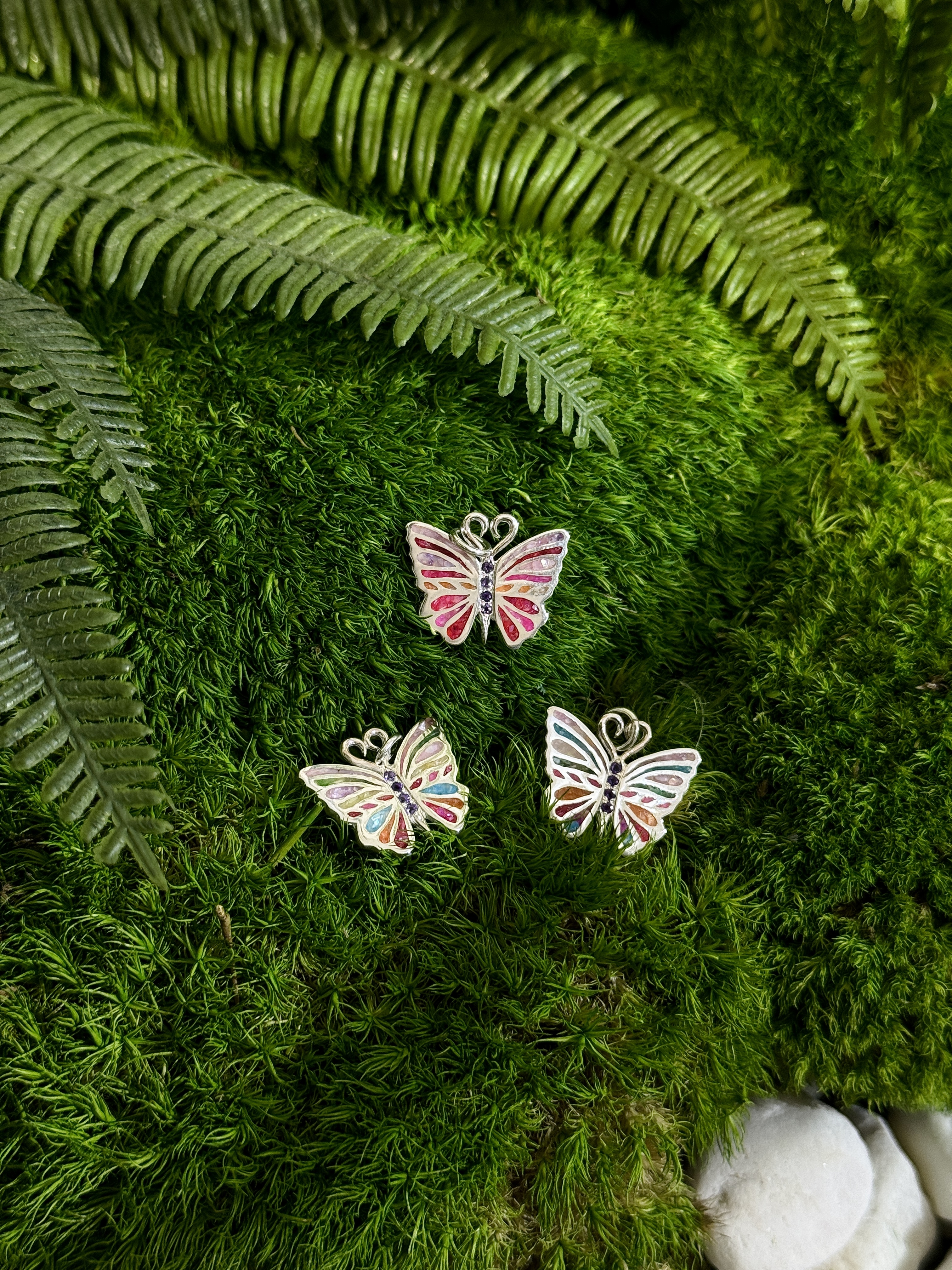 Rainbow butterfly with Amethyst 4 peace pendant