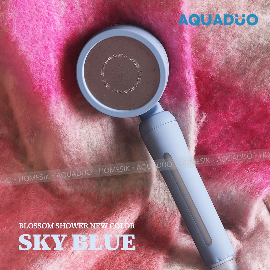 AQUADUO 花系天空藍 除氯增壓沐浴過濾花灑頭 (連濾芯1件) SF-S580-SKY